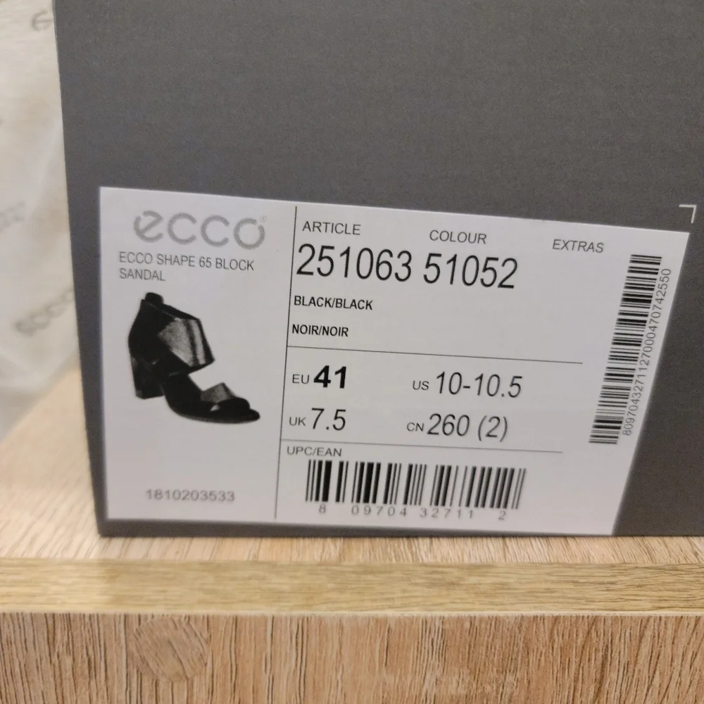 New Ecco Shape 65 Block Heels in Black EU 41, US 10-10.5